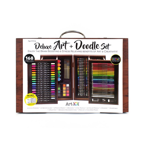 Art 101 Deluxe Art & Doodle Wood 168-Piece Art Set 53168MB - main